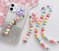 곰돌이 구슬 비즈 핸드폰스트랩 폰 핑거 스트랩 체인