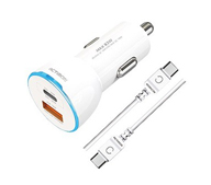 엑티몬 차량용충전기 PD65W+18W (C+U)2구 C to C케이블 화이트